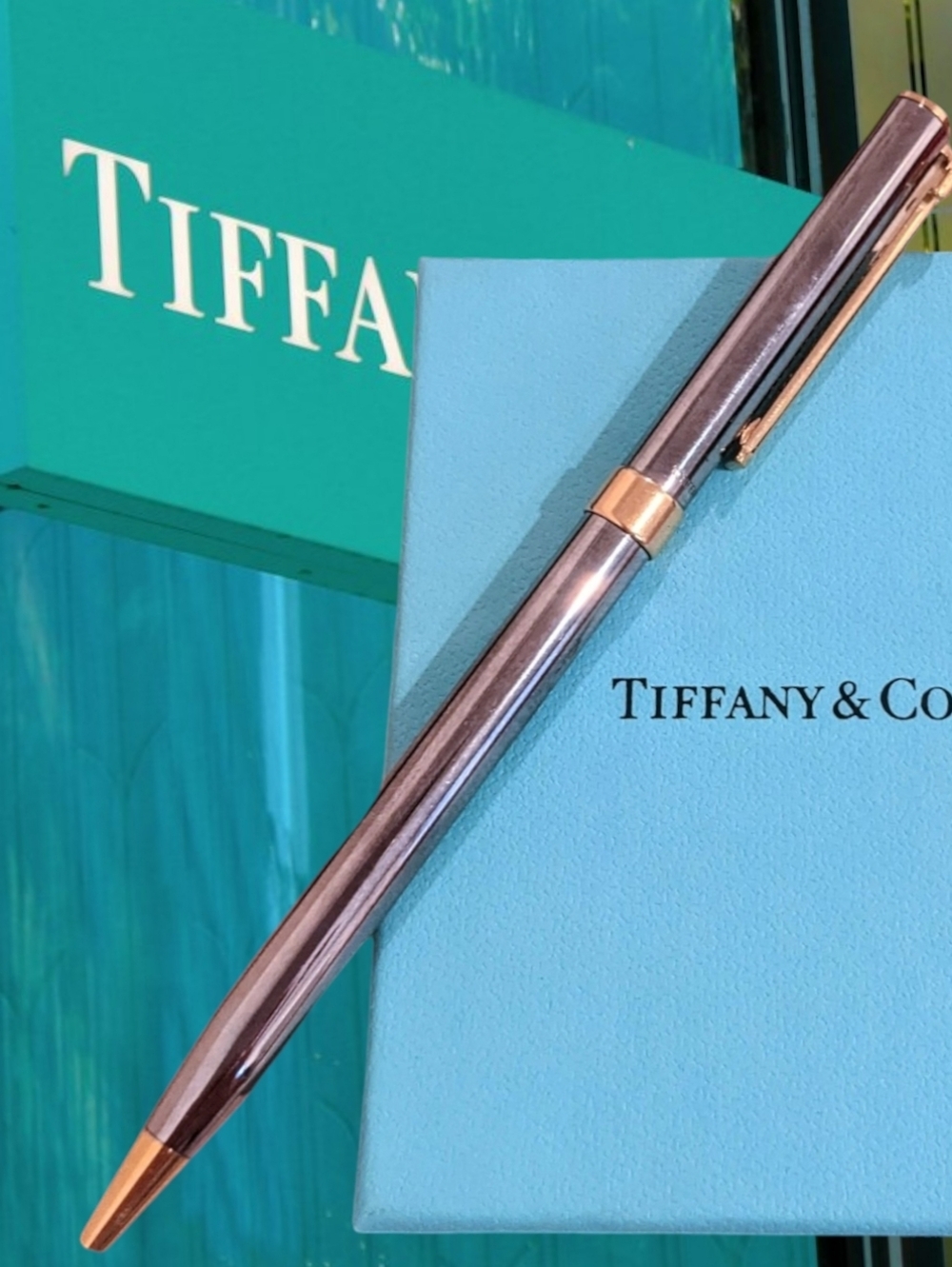 Tiffany & Co Sterling Silver Ballpoint Pen Vintage Estate Piece with Blue Box